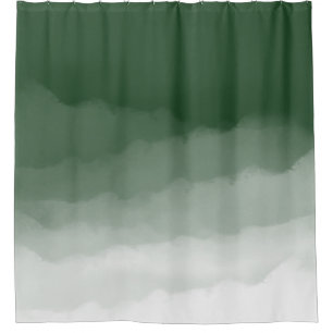 Forest Green Watercolor Ombre (green/white) Shower Curtain