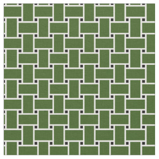 Forest green weave basket pattern design fabric