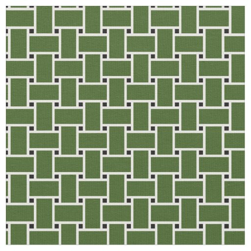 Forest green weave basket pattern design fabric