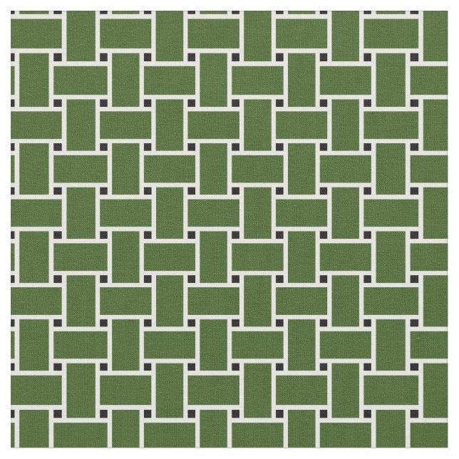 Forest green weave basket pattern design fabric (Close Up)