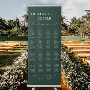 Forest Green Wedding Alphabetical Seating Chart Retractable Banner