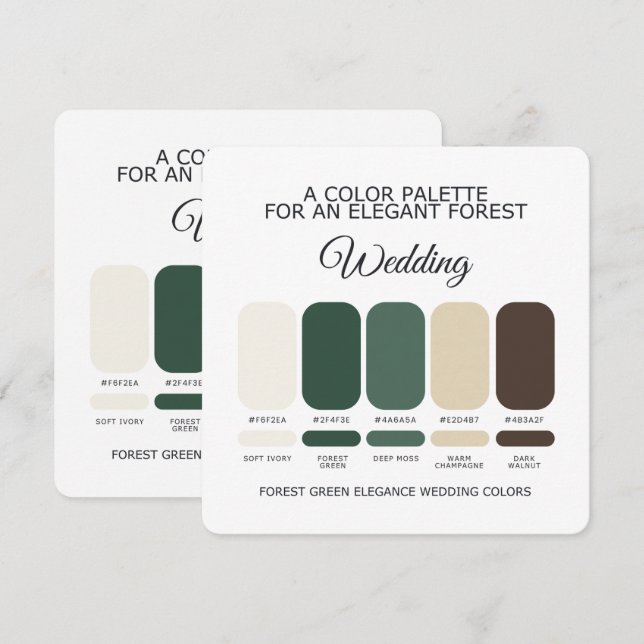 Forest Green Wedding Color Palette Card (Front/Back)