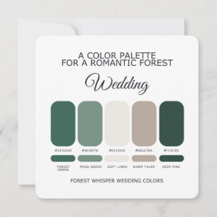 Forest Green Wedding Color Palette Card