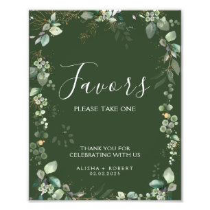 Forest Green Wedding Favors Sign