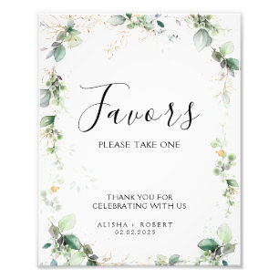 Forest Green Wedding Favors Sign