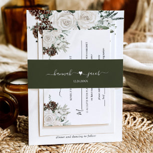Forest Green Wedding Invitation Belly Band