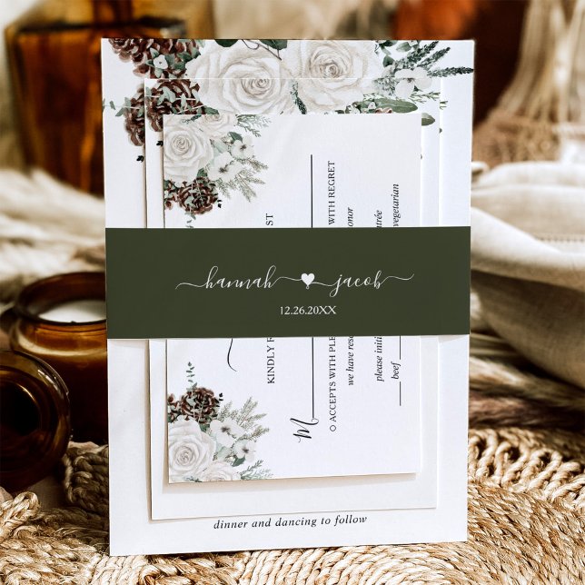 Forest Green Wedding Invitation Belly Band (Creator Uploaded)