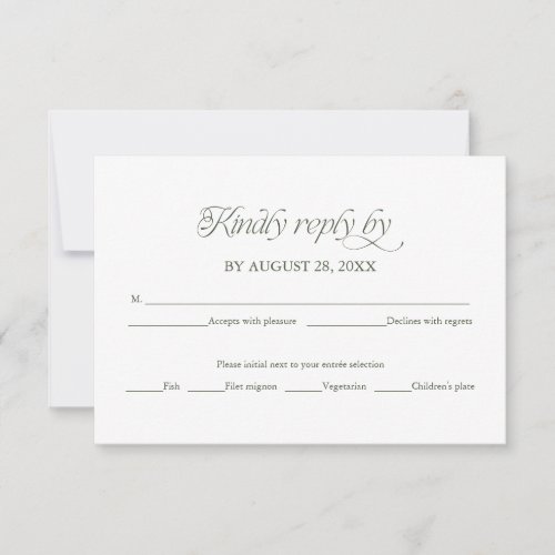 Forest Green Wedding RSVP Elegant Reply Card