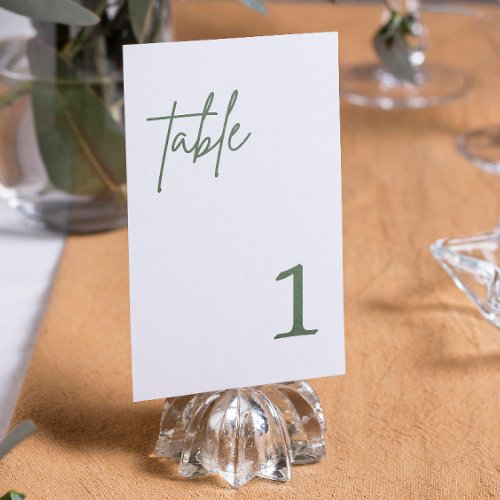 Forest Green Wedding table number