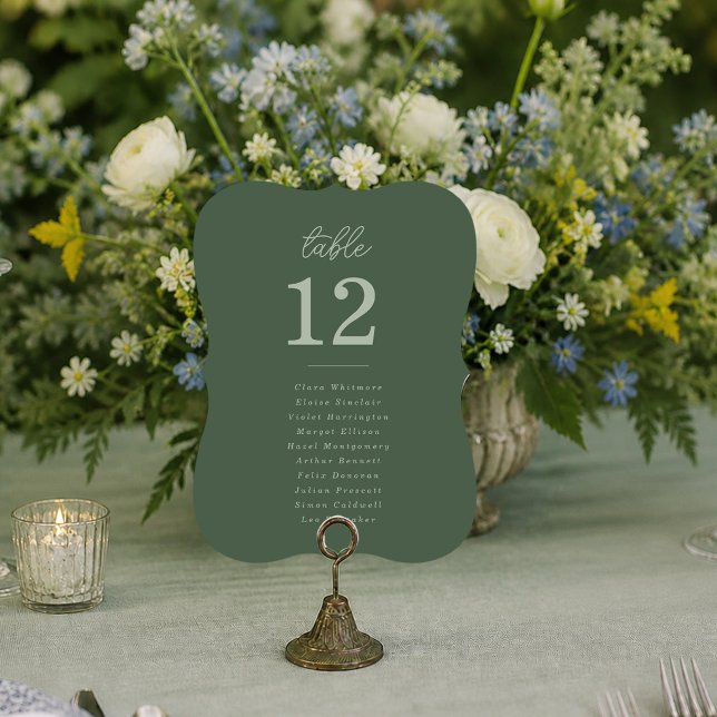 Forest Green Wedding Table Number Seating Cards (Creator Uploaded)