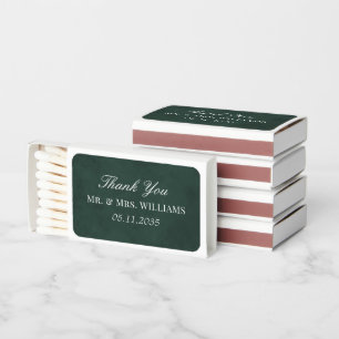 Forest Green Wedding Thank You Guest Favors Matchboxes