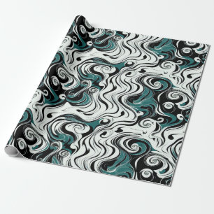 Forest Green Weird Abstract Spiral Hypnotic Art Wrapping Paper