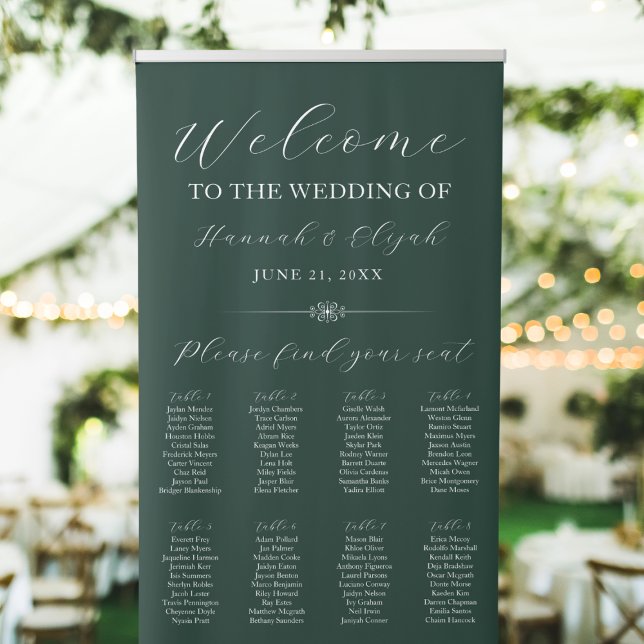 Forest Green Welcome Wedding Seating Chart Retractable Banner (Forest Green Welcome Wedding Seating Chart Retractable Banner
)