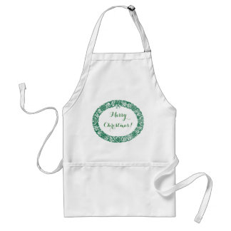 Forest Green White Christmas Wreath to Customize Adult Apron