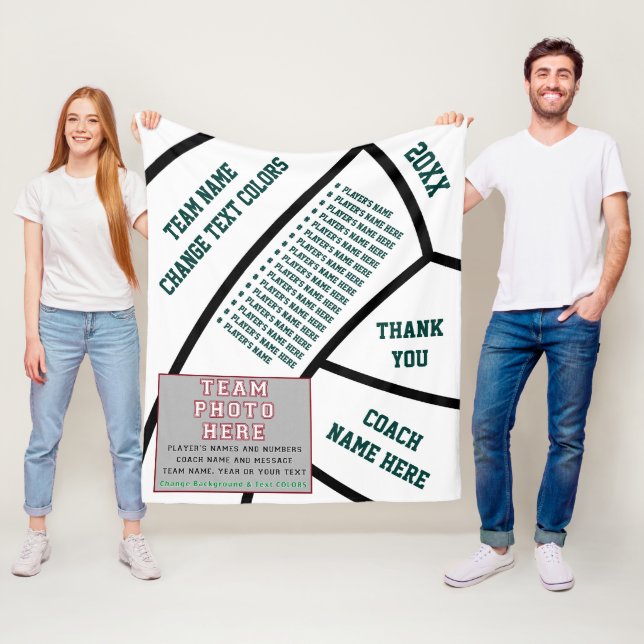 Forest Green, White Gifts for Volleyball Coaches Fleece Blanket (In Situ)