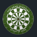 Forest Green & White Graduation | Custom Text Dart Board<br><div class="desc">Change the background color to the school color and personalize the text as needed. Congratulate the grad in your life with your desired messages such as "CON-GRAD-ULATIONS CLASS OF 20XX". This dartboard would be great to double as an activity to have at the graduation party as well as a graduation...</div>