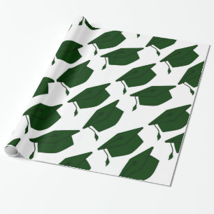 FOREST GREEN & WHITE GRADUATION WRAPPING PAPER