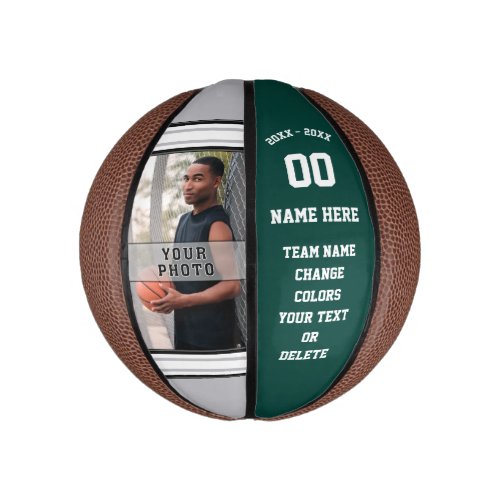 Forest Green White Gray Mini Basketball Ball