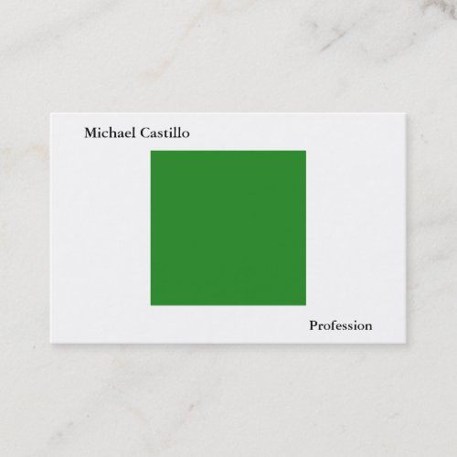 Forest Green White Minimalist Modern Plain Simple Business Card