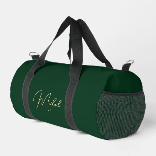 Forest Green White Monogrammed Gym Sports Travel Duffle Bag