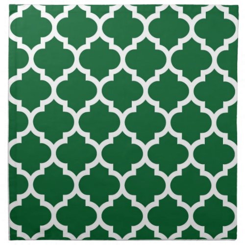 Forest Green White Moroccan Quatrefoil Pattern 5 Cloth Napkin