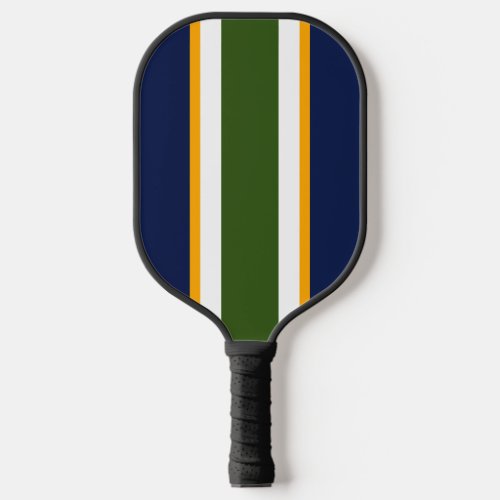 Forest Green White Racing Stripes Navy Background Pickleball Paddle