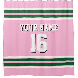 Forest Green White Stripes Sports Jersey Shower Curtain
