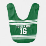Forest Green White Team Jersey Custom Number Name Baby Bib at Zazzle