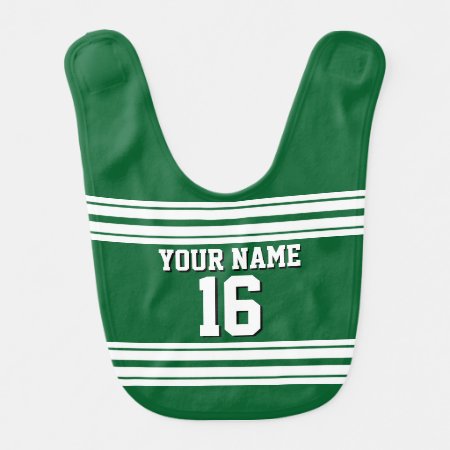 Forest Green White Team Jersey Custom Number Name Baby Bib