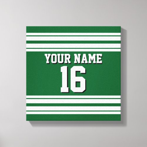 Forest Green White Team Jersey Custom Number Name Canvas Print