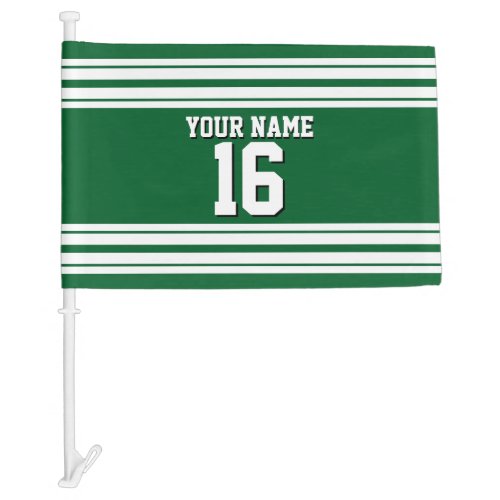 Forest Green White Team Jersey Custom Number Name Car Flag