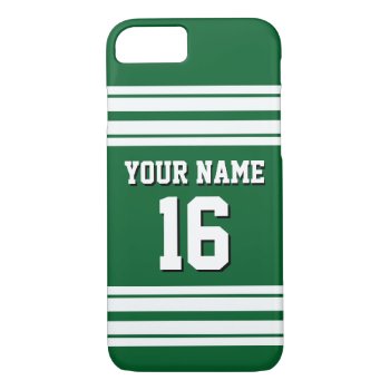 Forest Green White Team Jersey Custom Number Name Iphone 8/7 Case by FantabulousCases at Zazzle