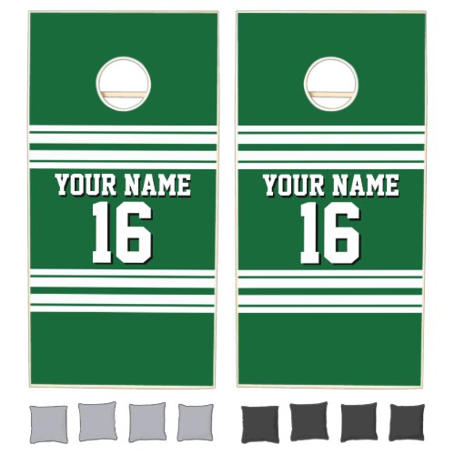 Forest Green White Team Jersey Custom Number Name Cornhole Set