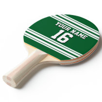Forest Green White Team Jersey Custom Number Name Ping Pong Paddle Forest Green White Team Jersey Custom Number Name Ping Pong Paddle