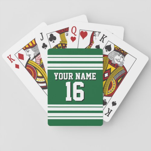 Forest Green White Team Jersey Custom Number Name Poker Cards