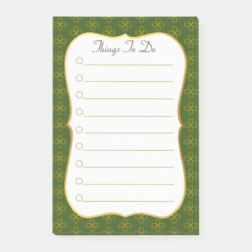 Forest Green  White Things To Do Post_it Notes
