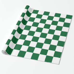 Forest Green White XL Checker Board Pattern Wrapping Paper