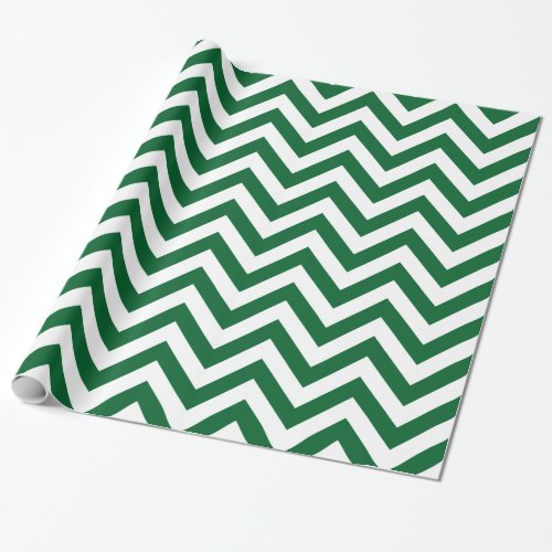 Forest Green White XL Chevron ZigZag Pattern Wrapping Paper