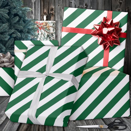 Forest Green Wide Stripe Holiday Wrapping Paper