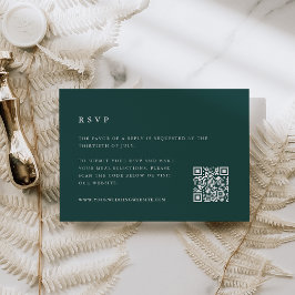Forest Green Winter Wedding QR Code RSVP Card