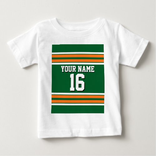 Forest Green with Orange White Stripes Team Jersey Baby T_Shirt