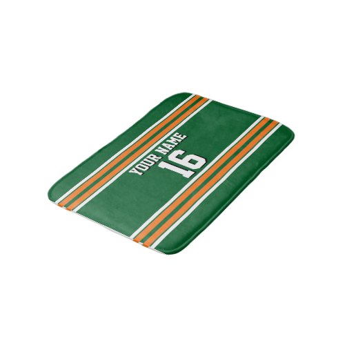 Forest Green with Orange White Stripes Team Jersey Bath Mat