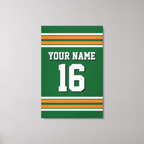 Forest Green with Orange White Stripes Team Jersey Canvas Print