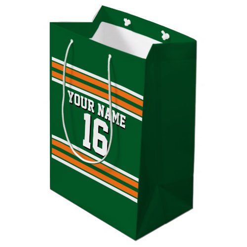 Forest Green with Orange White Stripes Team Jersey Medium Gift Bag