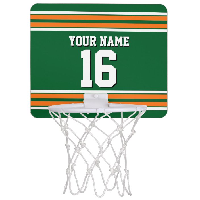 Forest Green With Orange White Stripes Team Jersey Mini Basketball Hoop Zazzle Com