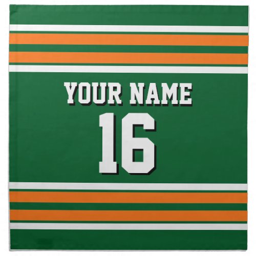 Forest Green with Orange White Stripes Team Jersey Napkin