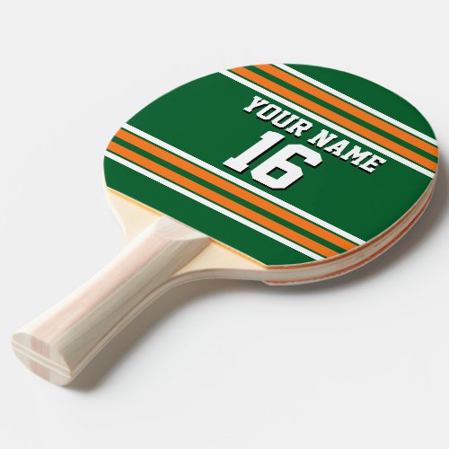 Forest Green with Orange White Stripes Team Jersey Ping_Pong Paddle