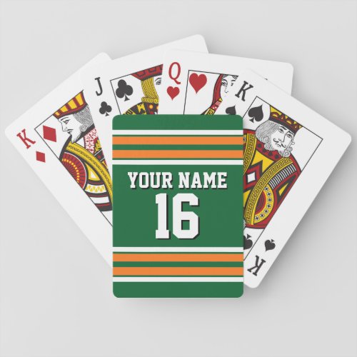 Forest Green with Orange White Stripes Team Jersey Poker Cards