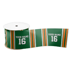 Forest Green with Orange White Stripes Team Jersey Satin Ribbon