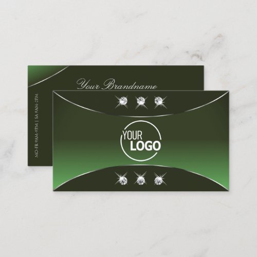 Forest Green with Silver Decor Diamonds and Logo Business Card
